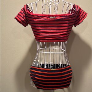 Michael Kors Red and Navy Striped Bikini